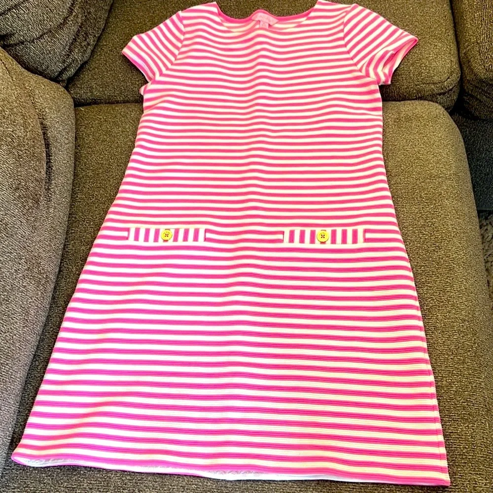 Lilly Pulitzer Little Layton Ottoman-Stripe‎ Shift Dress, Hotty Pink, Girls'